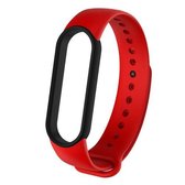 Voor Geschikt voor Xiaomi Mi Band 6 (CA8856) Tweekleurige siliconen vervangende band Horlogeband (rood + zwart)