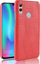 Schokbestendige krokodiltextuur pc + PU-hoes voor Huawei P Smart (2019) (rood)
