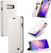 CaseMe-003 PU + PC Business Style Crazy Horse Texture Horizontale Flip Leather Case voor Galaxy S10 Plus, met houder & kaartsleuven & portemonnee (wit)