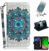 3D Schilderen Patroon Gekleurde Tekening Horizontale Flip Leren Case met Houder & Kaartsleuven & Portemonnee Voor Motorola Moto G7 Play (Paecock)