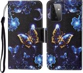 Voor Samsung Galaxy A72 5G / 4G Gekleurde Tekening Patroon Horizontale Flip Leren Case met Houder & Kaartsleuven & Portemonnee & Lanyard (Maan Vlinder)