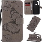 Voor Motorola Moto G8 Power 3D Vlinders Embossing Patroon Horizontale Flip Leren Case met Houder & Kaartsleuf & Portemonnee & Lanyard (Grijs)