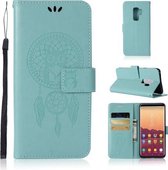 Windgong Uil Embossing Patroon Horizontale Leren Flip Case met Houder & Kaartsleuven & Portemonnee Voor Galaxy S9 + (Groen)