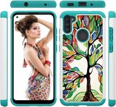 Voor Samsung Galaxy A11 Gekleurd tekeningpatroon PU Skinny + TPU beschermhoes (kleurrijke boom)