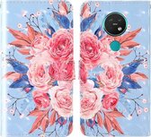 Voor Nokia 7.6 / 6.2 3D-schilderij Gekleurd tekeningpatroon Horizontaal Flip TPU + PU-lederen hoes met houder & kaartsleuven & portemonnee & lanyard (gekleurde bloemen)