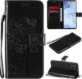 Voor Oppo Reno3 Pro 5G / Find X2 Neo Tree & Cat Reliëfpatroon Horizontale flip lederen tas met houder & kaartsleuven & portemonnee & lanyard (zwart)