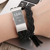 Voor Fitbit Charge 2 geweven lederen vervangende horlogeband (zwart)