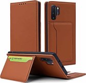 Voor Samsung Galaxy Note10 + Sterk magnetisme Vloeibaar gevoel Horizontaal Flip lederen tas met houder & kaartsleuven & portemonnee (bruin)