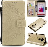 Voor LG G4 Totem Bloem Reliëf Horizontale Flip TPU + PU lederen tas met houder & kaartsleuven & portemonnee (goud)