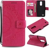 Voor LG X210 Totem Bloem Reliëf Horizontale Flip TPU + PU lederen tas met houder & kaartsleuven & portemonnee (rood)