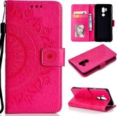 Voor LG G7 Totem Bloem Reliëf Horizontale Flip TPU + PU lederen tas met houder & kaartsleuven & portemonnee (rood)