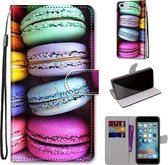 Gekleurde tekening Cross Texture Horizontale Flip PU lederen tas met houder & kaartsleuven & portemonnee & lanyard voor iPhone 6 / 6s (kleurrijke cakes)
