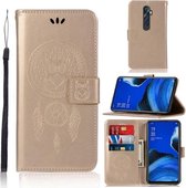 Voor OPPO Reno2 Z Windgong Uil Embossing Patroon Horizontale Flip Leren Case, met Houder & Kaartsleuven & Portemonnee (Goud)