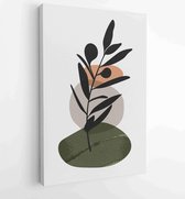Foliage line art drawing with abstract shape. Abstract Plant Art design for print, cover, wallpaper, Minimal and natural wall art. 1 - Moderne schilderijen – Vertical – 1823785553