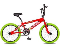 Tornado 20 inch freestyle fiets rood groene banden 2000016