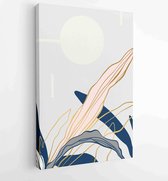 Golden and luxury pattern design with leaves line arts, Hand draw Organic shape design for wall framed prints, canvas prints, poster, home dec 3 - Moderne schilderijen – Vertical –