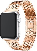 Stalen Smartwatch bandje - Geschikt voor Apple Watch stalen vis band - rosé goud - Strap-it Horlogeband / Polsband / Armband - Maat: 38 - 40 - 41mm