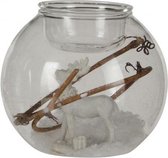 House Of Seasons Theelichthouder Hert 8X9,5Cm Glas