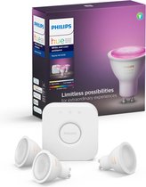 Bol.com Philips Hue - GU10 Starter kit - White & Color Ambiance - Bluetooth aanbieding