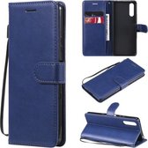 Voor Sony Xperia 10 III Effen Kleur Horizontale Flip Beschermende Lederen Case met Houder & Kaartsleuven & Portemonnee & Fotolijst & Lanyard (Blauw)