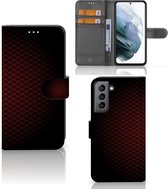 GSM Hoesje Geschikt voor Samsung Galaxy S21 FE Telefoonhoesje met foto Geruit Rood