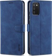 Voor Samsung Galaxy A02s AZNS Huid Voelen Kalf Textuur Horizontale Flip Lederen Case met Kaartsleuven & Houder & Portemonnee (Blauw)