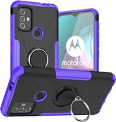 Voor Motorola Moto G30 Armor Bear schokbestendige pc + TPU-beschermhoes met ringhouder (paars)