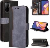 Voor OPPO A94 5G/F19 Pro+ 5G/Reno5 Z/A95 5G Zakelijke Stiksels-Kleur Horizontale Flip PU Lederen Case met Houder & Kaartsleuven & Fotolijst & Lanyard (Grijs)