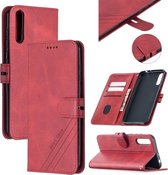 Voor Huawei P Smart S/Y8p Stiksels Stijl 2-Kleur Koe Textuur Horizontale Flip PU Lederen Case met Houder & Kaartsleuf & Lanyard (Rood)