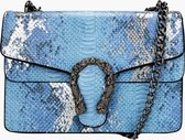 Fashionfanatics® Vetto Crossbodytas Lichtblauw Slangenprint - Magneetsluiting - Dames
