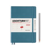 Leuchtturm - Agenda - 2022 - Weekly planner - 1 week per 2 pagina's - 12 maanden - A5 - 14,5 x 21 cm - Hardcover - Blauw Grijs