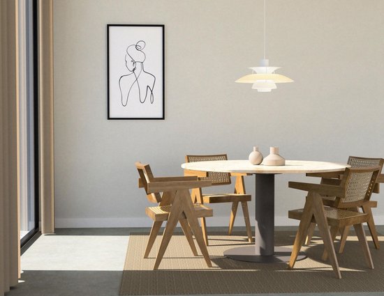 Table à manger ronde KIYO - Travertin (Pied central taupe) - 110 cm |  bol.com
