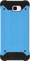 WLONS Rubber Kunststof Bumper Case Hoesje Geschikt Voor Samsung Galaxy J4 Plus - Blauw