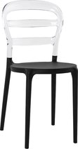 Alterego Zwarte en transparante design stoel 'BARO' uit kunststof