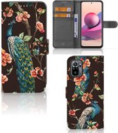 Telefoonhoesje Xiaomi Redmi Note 10S | 10 4G | Poco M5s Flipcase Cover Pauw met Bloemen