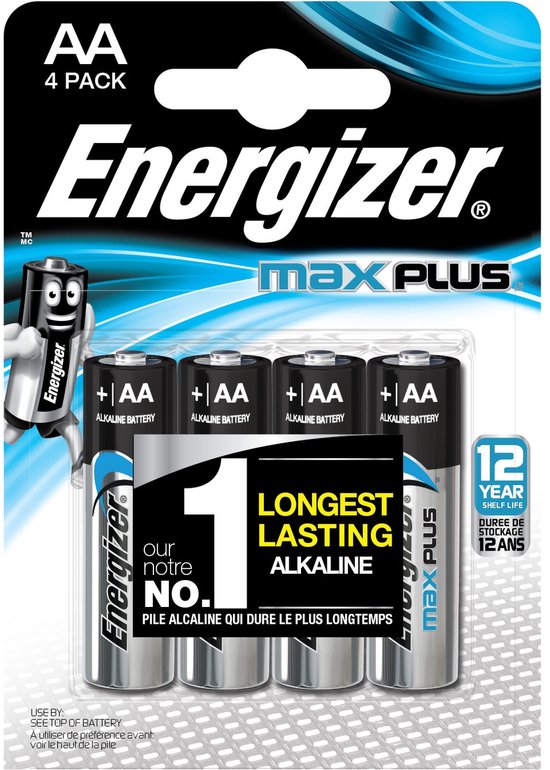 Energizer Max Plus Batterien AA - 8+4 Stück Packung, 1,5V LR6 Batterien Für Hohen Energiebedarf