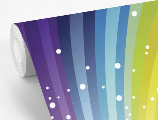 Papier peint photo vinyle - Une illustration d'un escalier entouré de nuages et d'arcs-en-ciel largeur 195 cm x hauteur 260 cm - Tirage photo sur papier peint (disponible en 7 tailles)