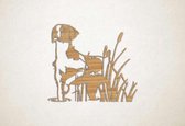 Wanddecoratie - Hond - Epagneul Breton - Bretoense Spaniel 2 - M - 60x68cm - Eiken - muurdecoratie - Line Art