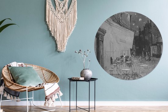 Terrasse de café la nuit - Peinture de Vincent van Gogh Cercle mural en aluminium