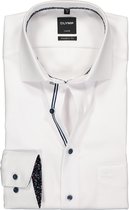 OLYMP Luxor modern fit overhemd - mouwlengte 7 - wit structuur (contrast) - Strijkvrij - Boordmaat: 40