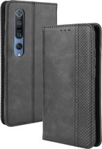 Voor Xiaomi Mi 10 / Xiaomi Mi 10 Pro 5G Magnetische gesp Retro Crazy Horse-textuur Horizontale flip lederen tas, met houder & kaartsleuven & fotolijst (zwart)