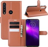 Voor Motorola One Macro / G8 Play Litchi Texture Horizontaal Flip Leren Case met Portemonnee & Houder & Kaartsleuven (Bruin)