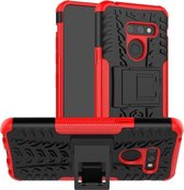 Tire Texture TPU + PC schokbestendige telefoonhoes voor LG G8 ThinQ, met houder (rood)