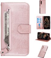 Voor Huawei Honor 9X / Honor 9X Pro Fashion Calf Texture Zipper Horizontal Flip PU Leather Case, with Holder & Card Slots & Wallet (Rose Gold)