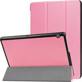 Voor Huawei MediaPad T3 10 Custer Texture Horizontaal Flip Leren Case met Drie-vouwbare Houder (Roze)