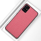 Voor Galaxy A71 schokbestendige stoffen textuur PC + TPU beschermhoes (roze)