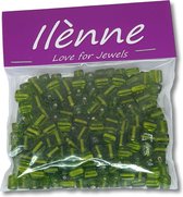 Ilènne - Glaskralen - Groen - Kubus 8x5 mm - kralen hobby volwassenen - 125 gram