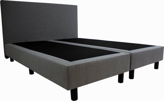 Bedworld Boxspring 160x220 zonder Matras - 2 Persoons Bed - Massieve Box met Luxe Hoofdbord - Grijs