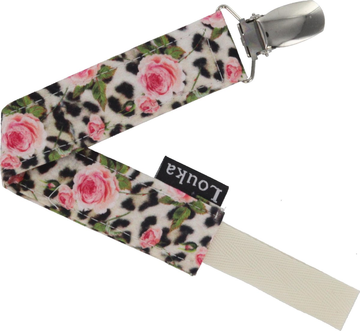 Goedkoopste Louka speenkoord panter roos - speenketting - katoen - bruin - roze
