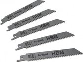 HBM 5-delige 150 mm 6 TPI reciprozaagbladenset voor hout